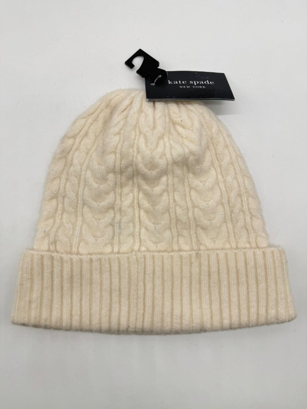 KATE SPADE NY Alpaca wool cuffed women's beanie winter hat in Cream